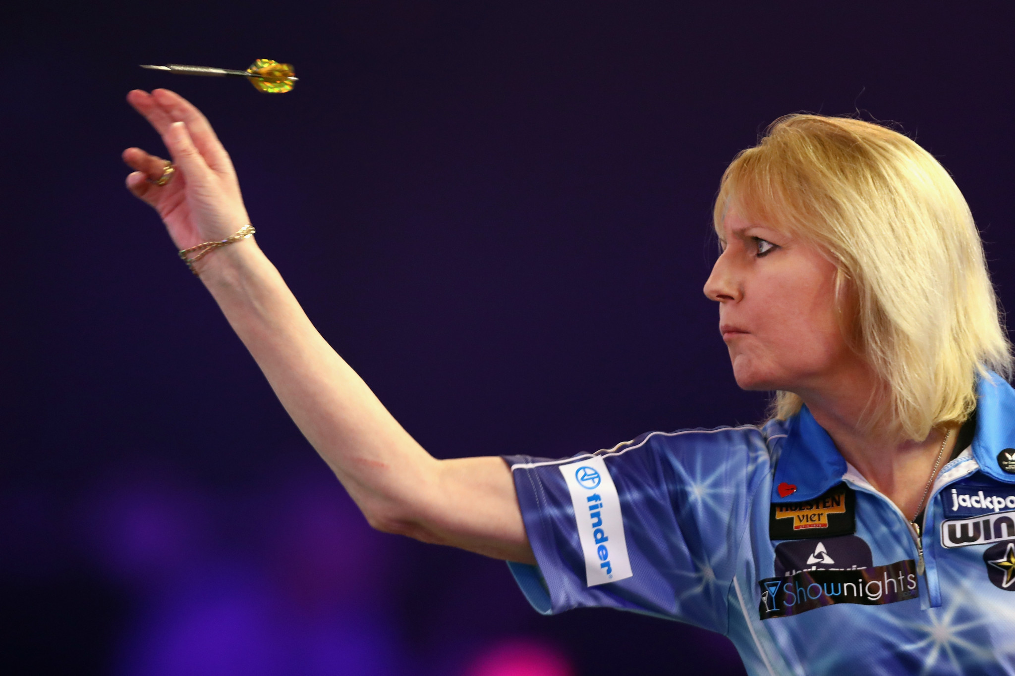 Ten-time winner Trina Gulliver had to come from behind to reach the quarter-finals of the British Darts Organisation Women's World Championship ©Getty Images
