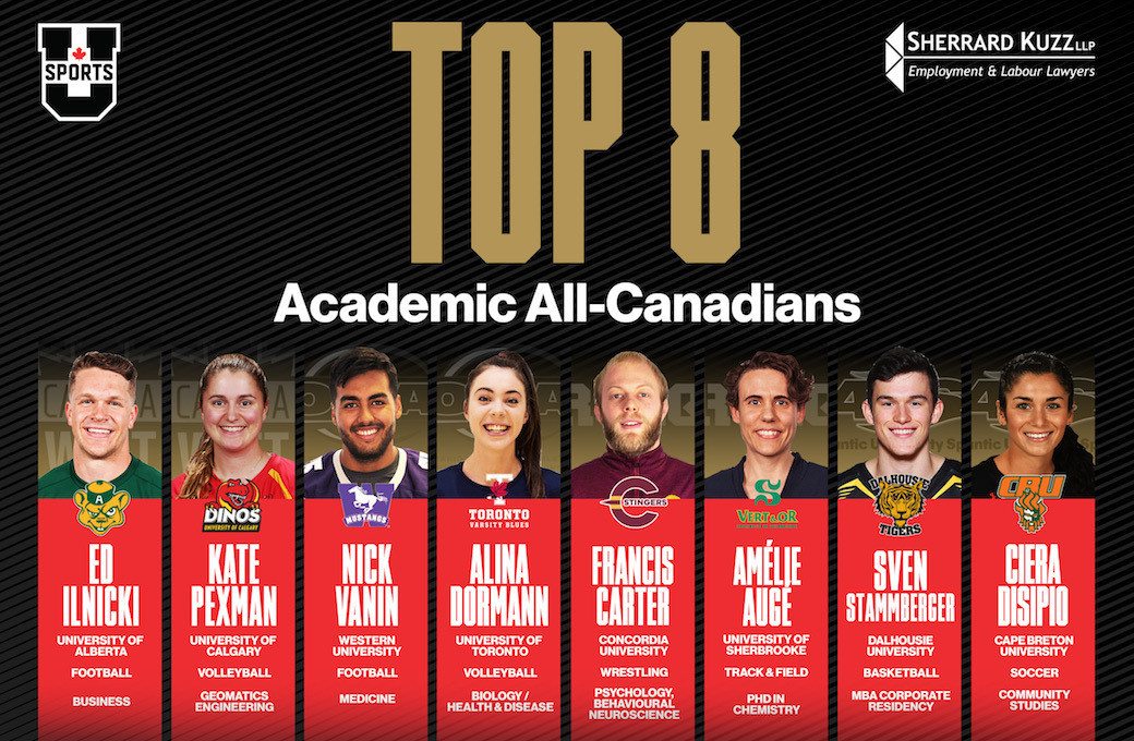 U SPORTS has announced the student-athletes selected as the top-eight Academic All-Canadians for the 2017-2018 season ©U SPORTS
