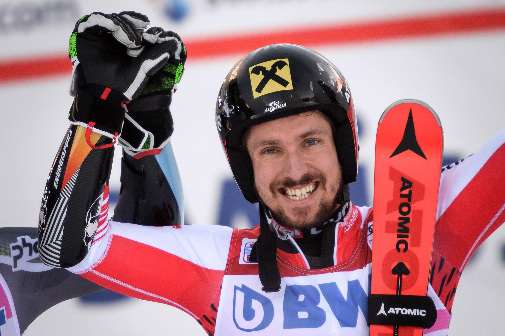 Austria's Marcel Hirscher won the men's giant slalom at the FIS Alpine Skiing World Cup in Adelboden ©Getty Images