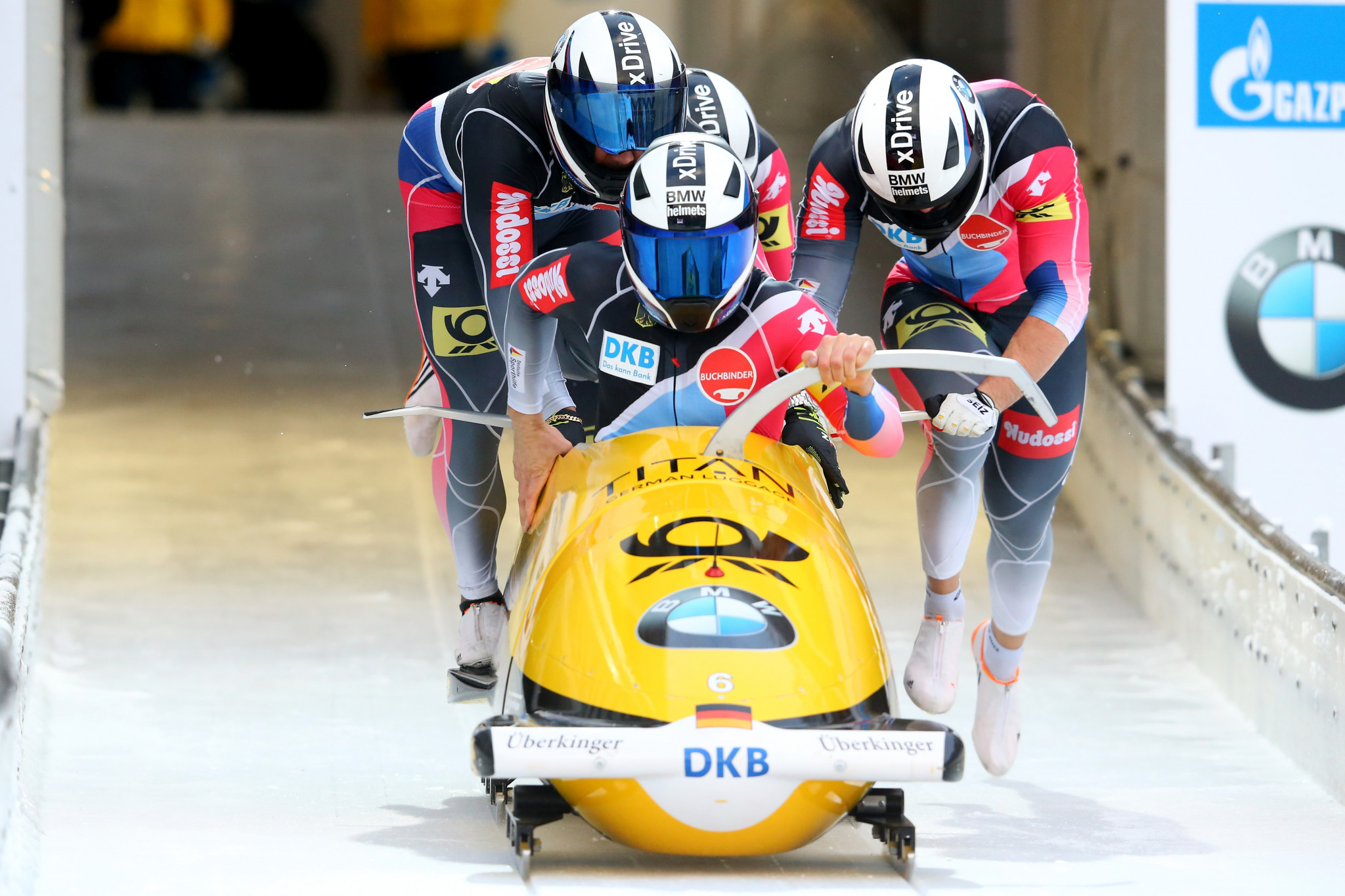 Germany won the four-man bobsleigh European title today through  Johannes Lochner, Christian Rasp, Marc Rademacher and Florian Bauer ©Getty Images