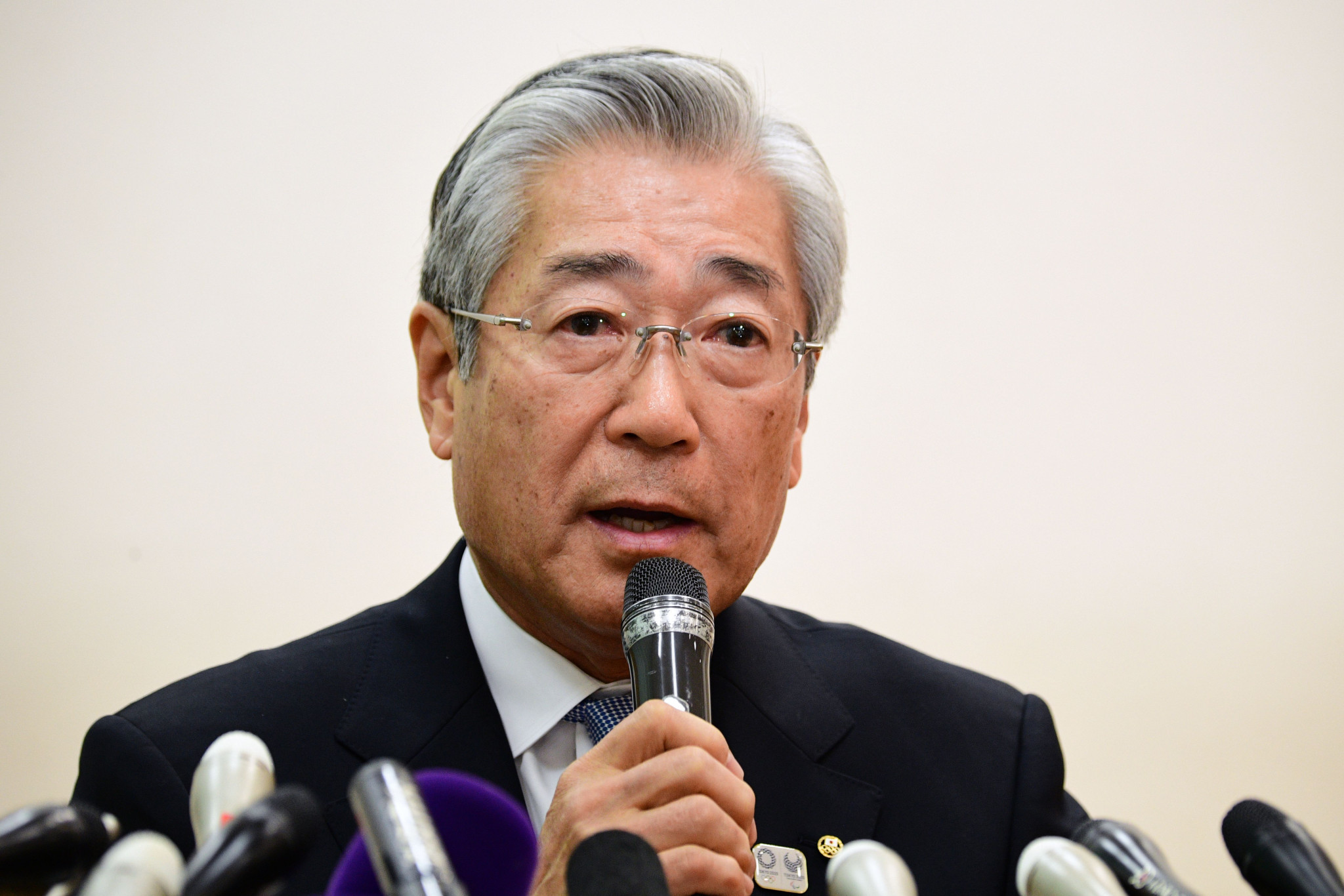 Tsunekazu Takeda appeared at a press conference to deny allegations of corruption ©Getty Images