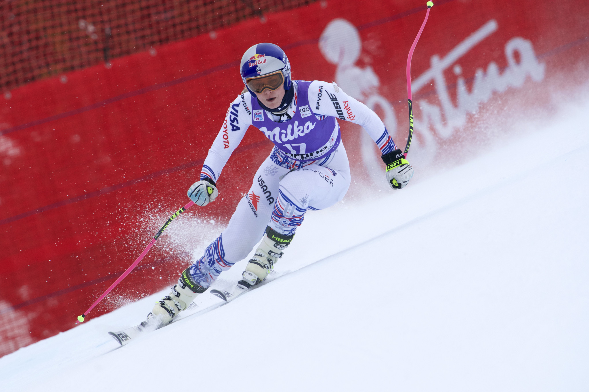 The United States' Lindsey Vonn took part in training today in Cortina d'Ampezzo ©Getty Images