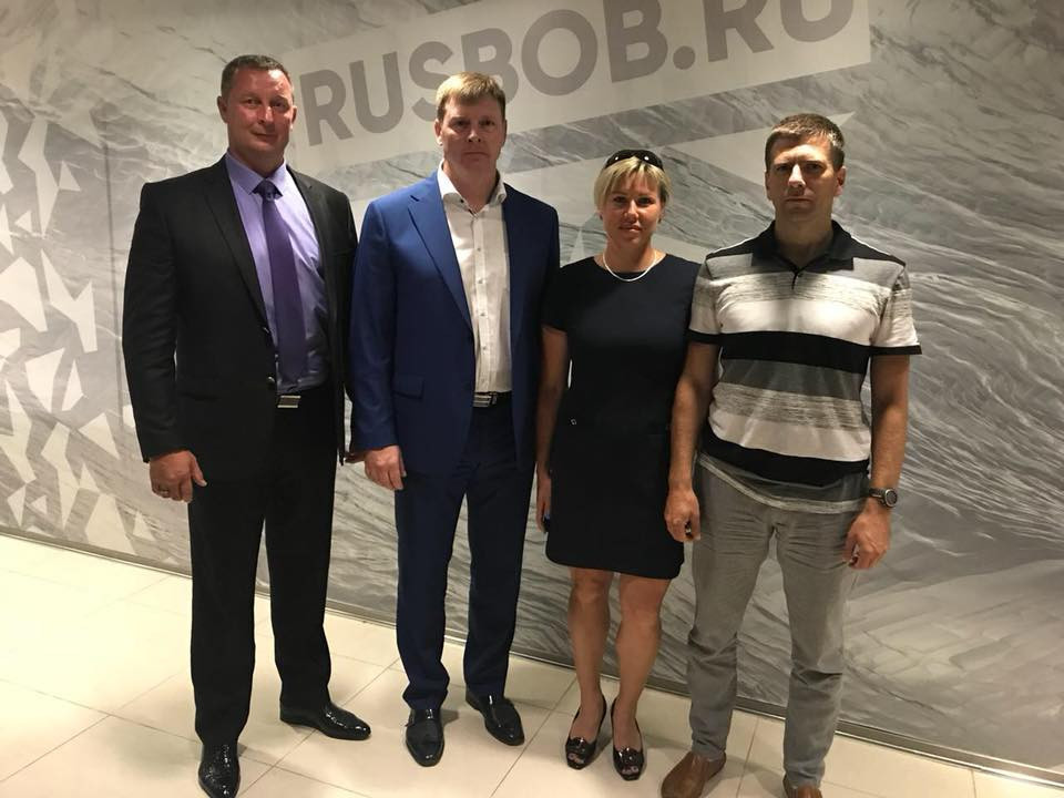 Alexander Zubkov, second left, was given a two-year doping ban by the IBSF yesterday ©RBF/Facebook