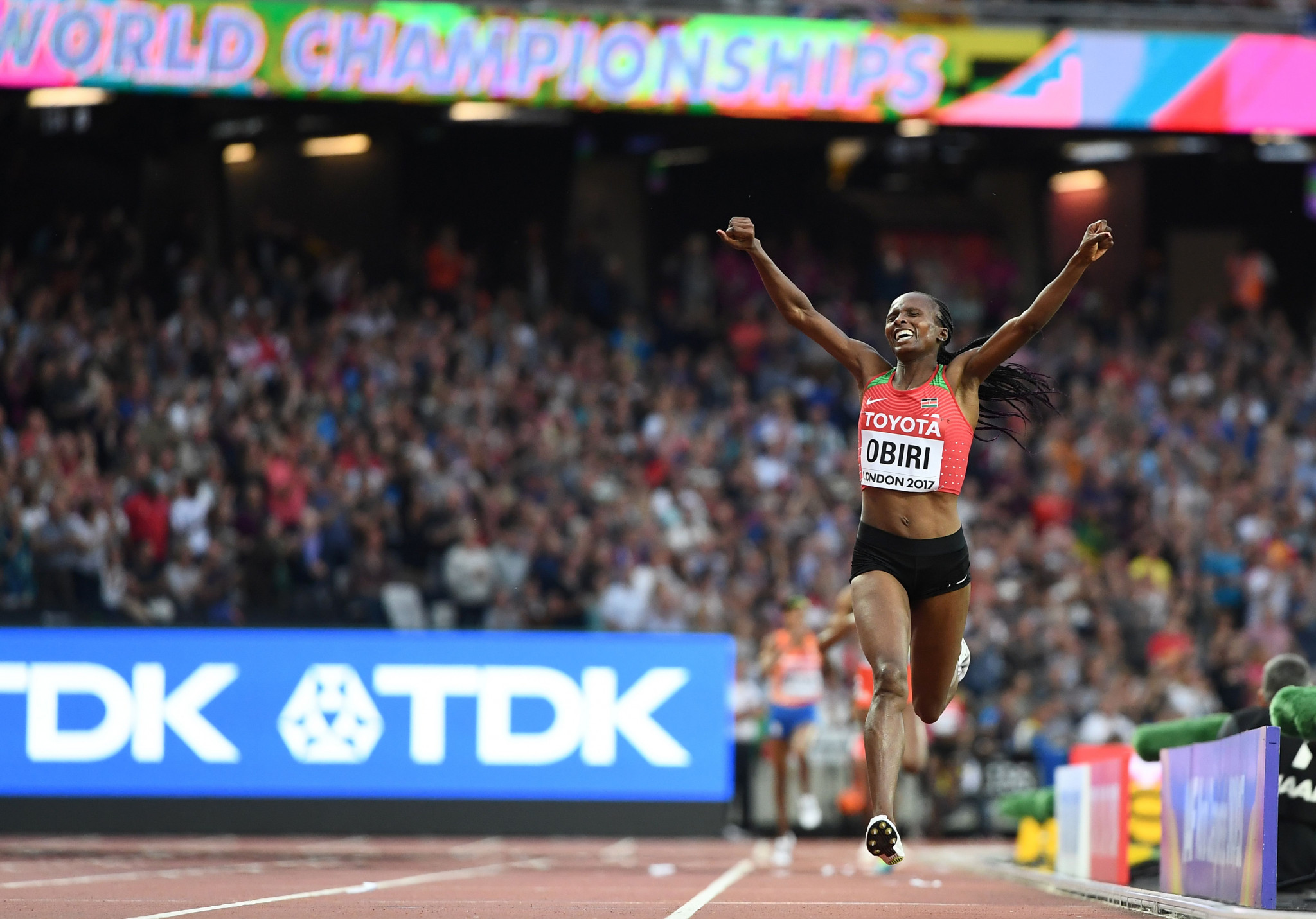 Hellen Obiri won her first outdoor global crown in 2017 by securing victory in the 5,000 metres final at the IAAF World Championships in London ©Getty Images