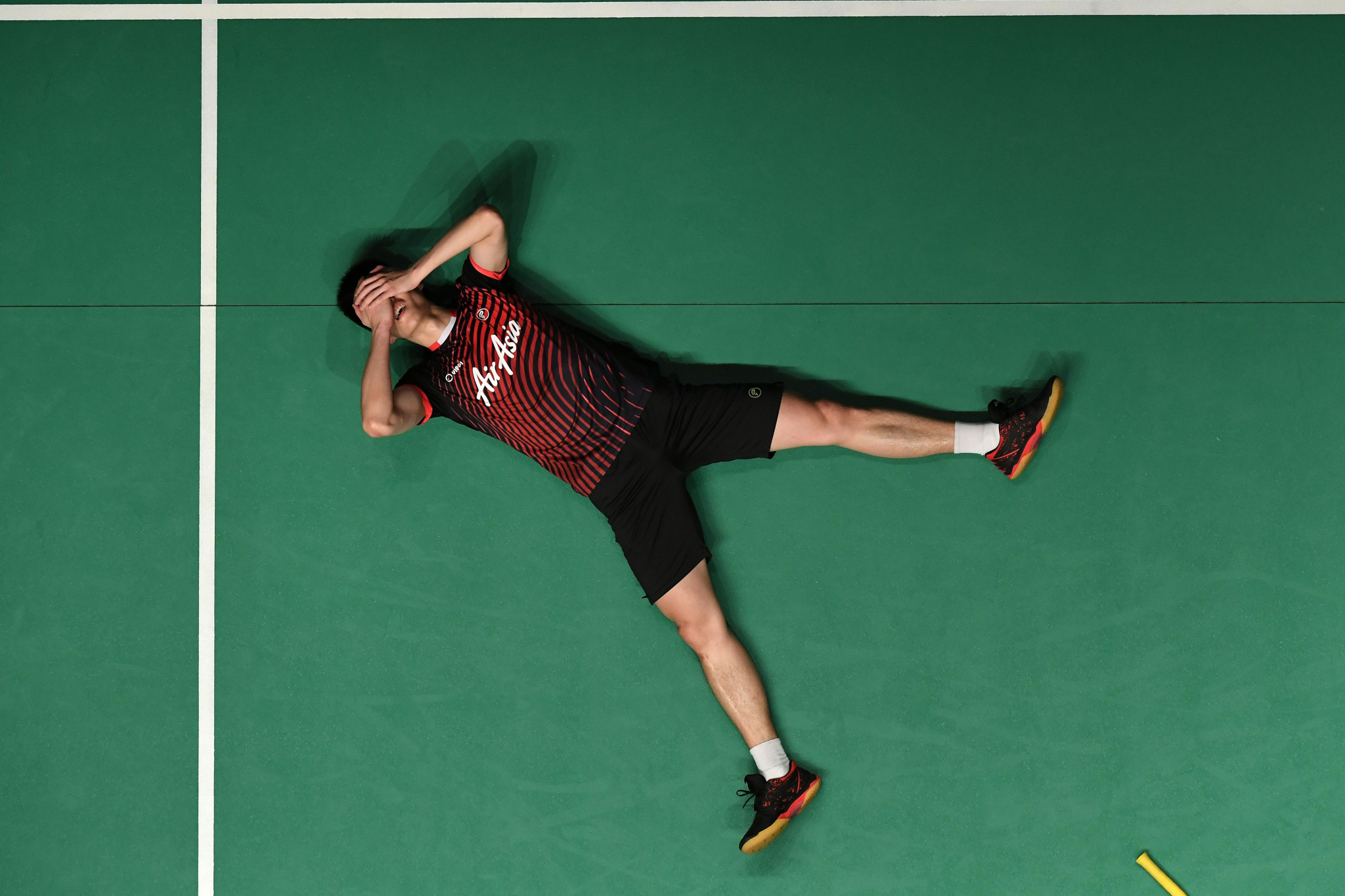 Daren Liew of Malaysia reacts after defeating China's Shi Yuqi to reach the semi-finals of the BWF Malaysia Masters ©Getty Images