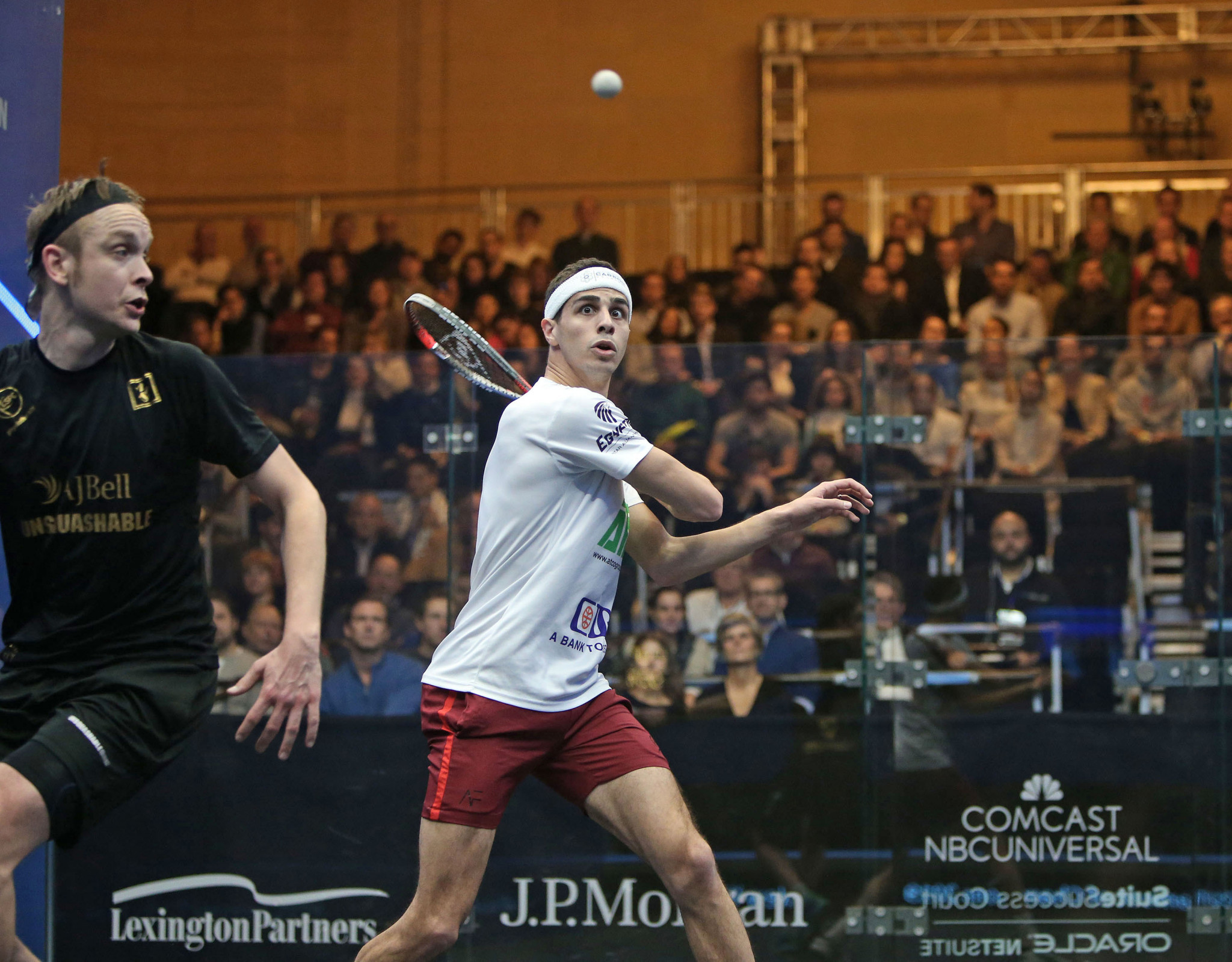 World number two Ali Farag of Egypt battled to a thrilling win over England's James Willstrop ©PSA