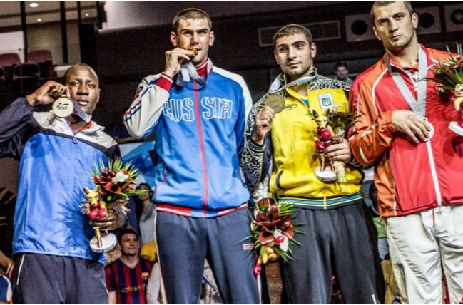 The medal ceremony for the heavyweight category marked the end of proceedings on the first day of finals ©AIBA