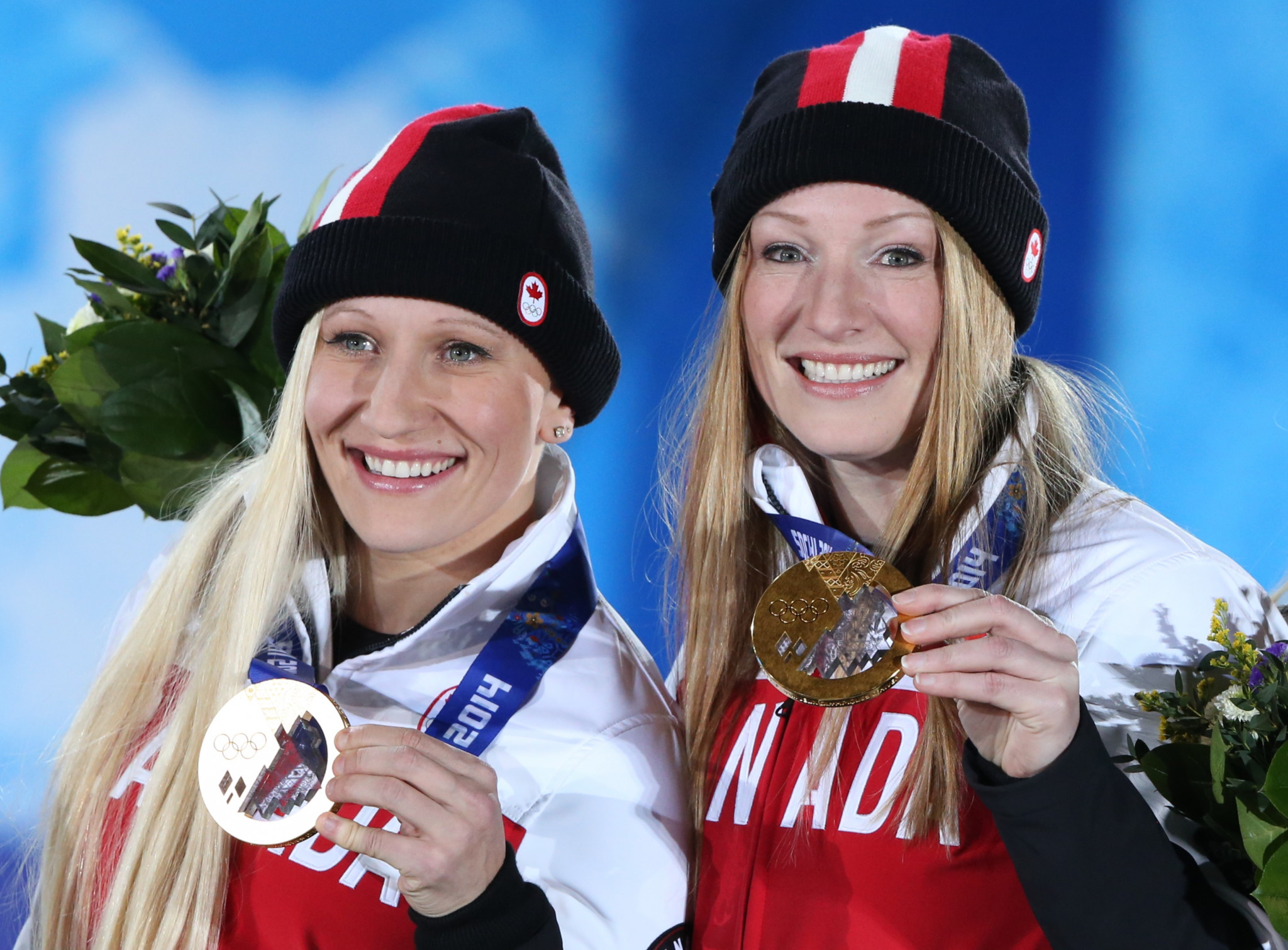Kaillie Humphries, left, won two-person bobsleigh gold at the sochi 2014 Winter Olympics ©Getty Images