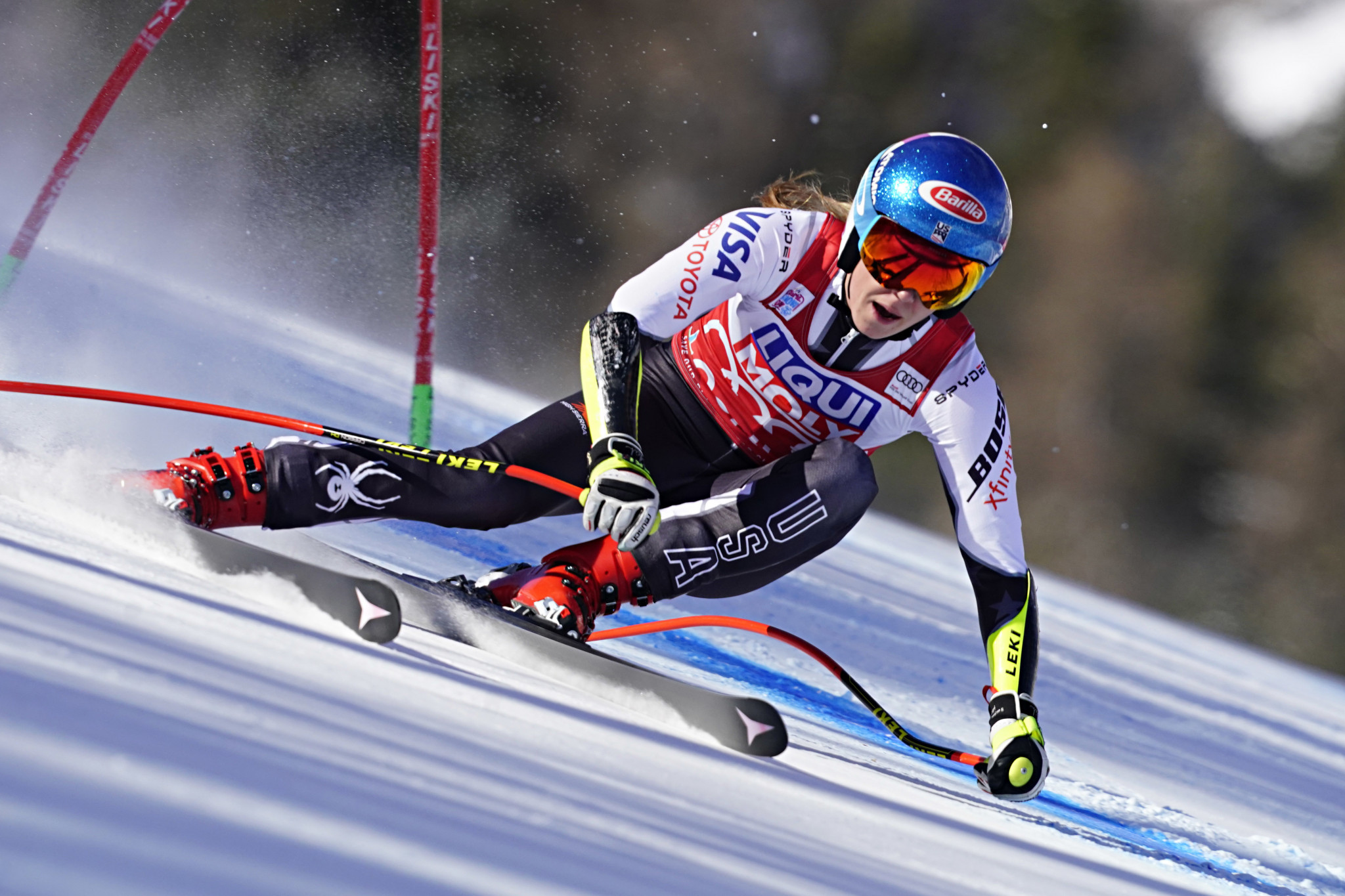 American star Mikaela Shiffrin continued her dominant run of form with victory in the women's super-G ©Getty Images