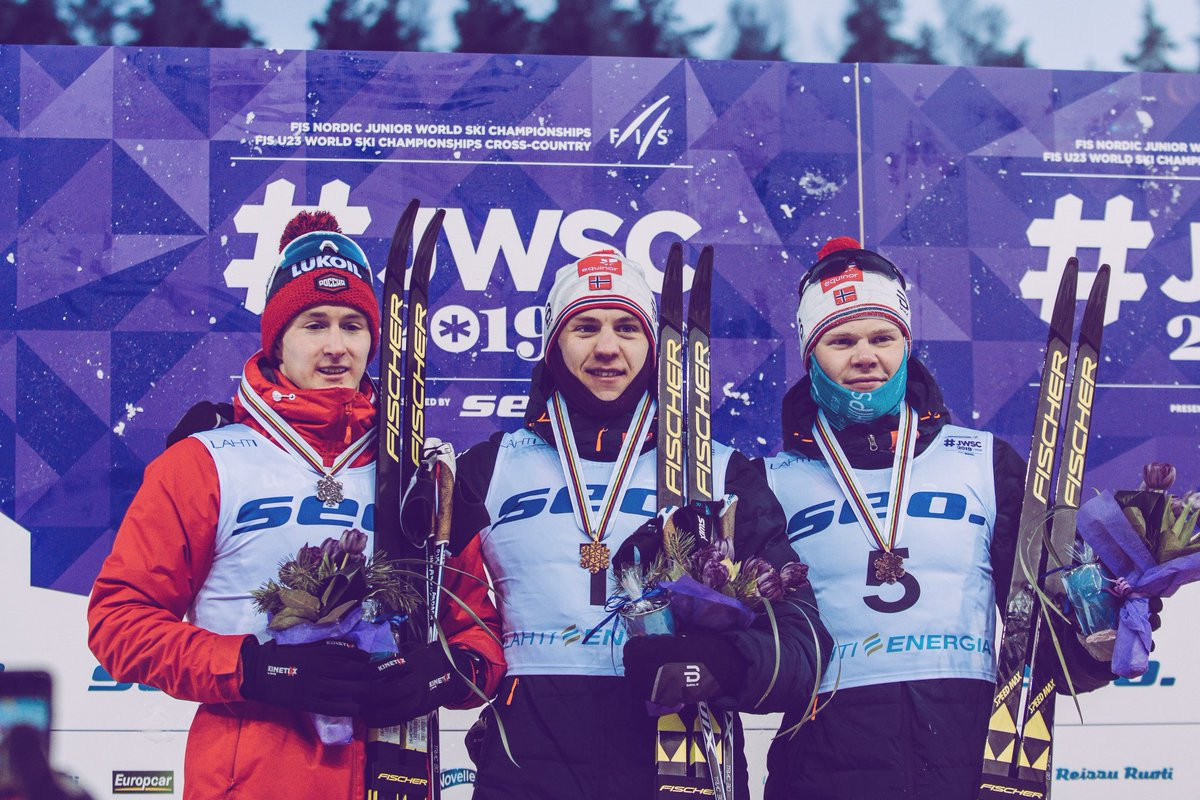 Norway's Erik Valnes won the men’s under-23 sprint classic finals at the FIS Nordic Junior World Ski Championships in Lahti ©JWSC2019/Twitter