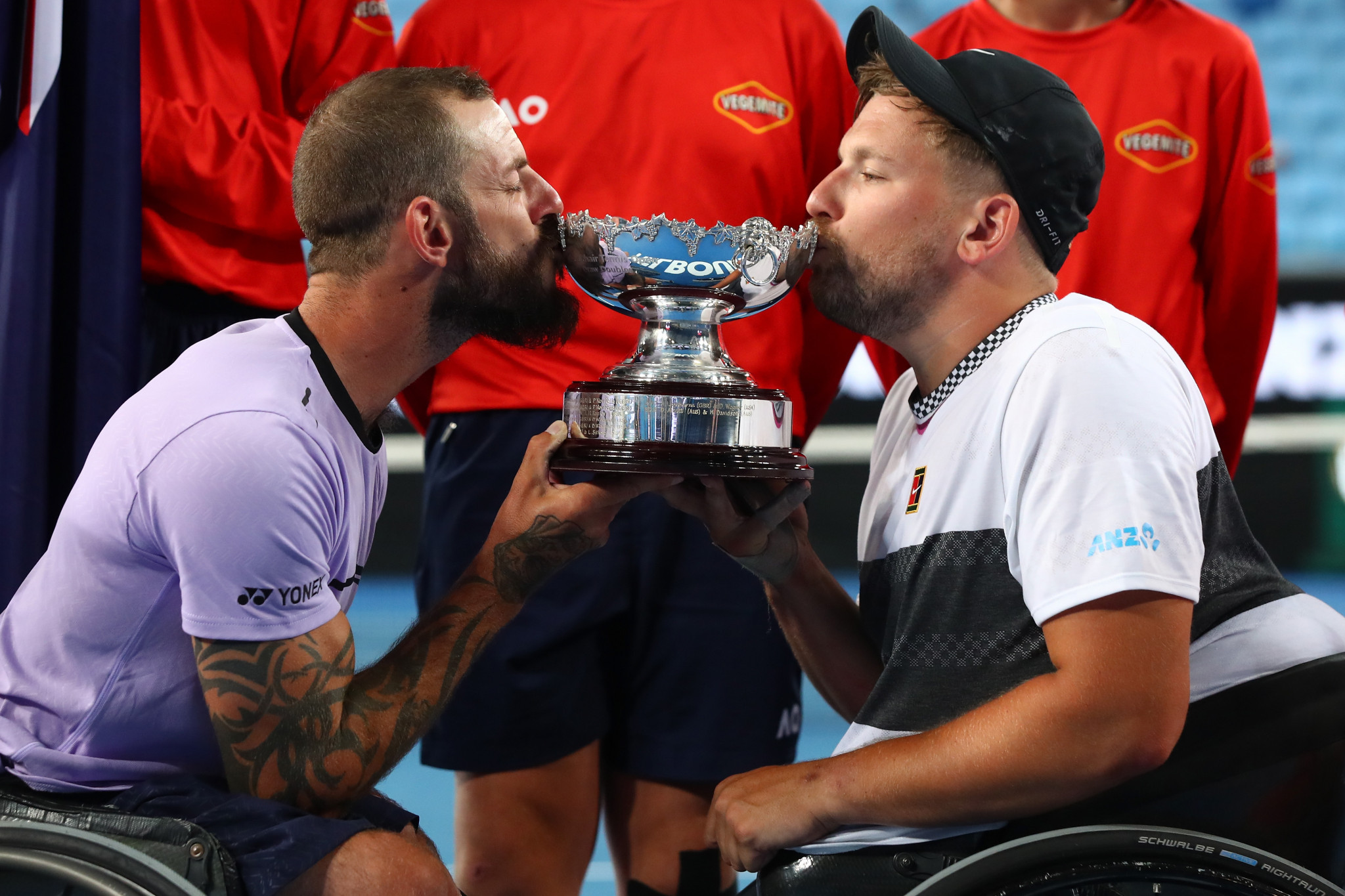 Dylan Alcott and Heath Davidson won the quad doubles title in a tense victory over Andy Lapthorne and David Wagner ©Getty Images