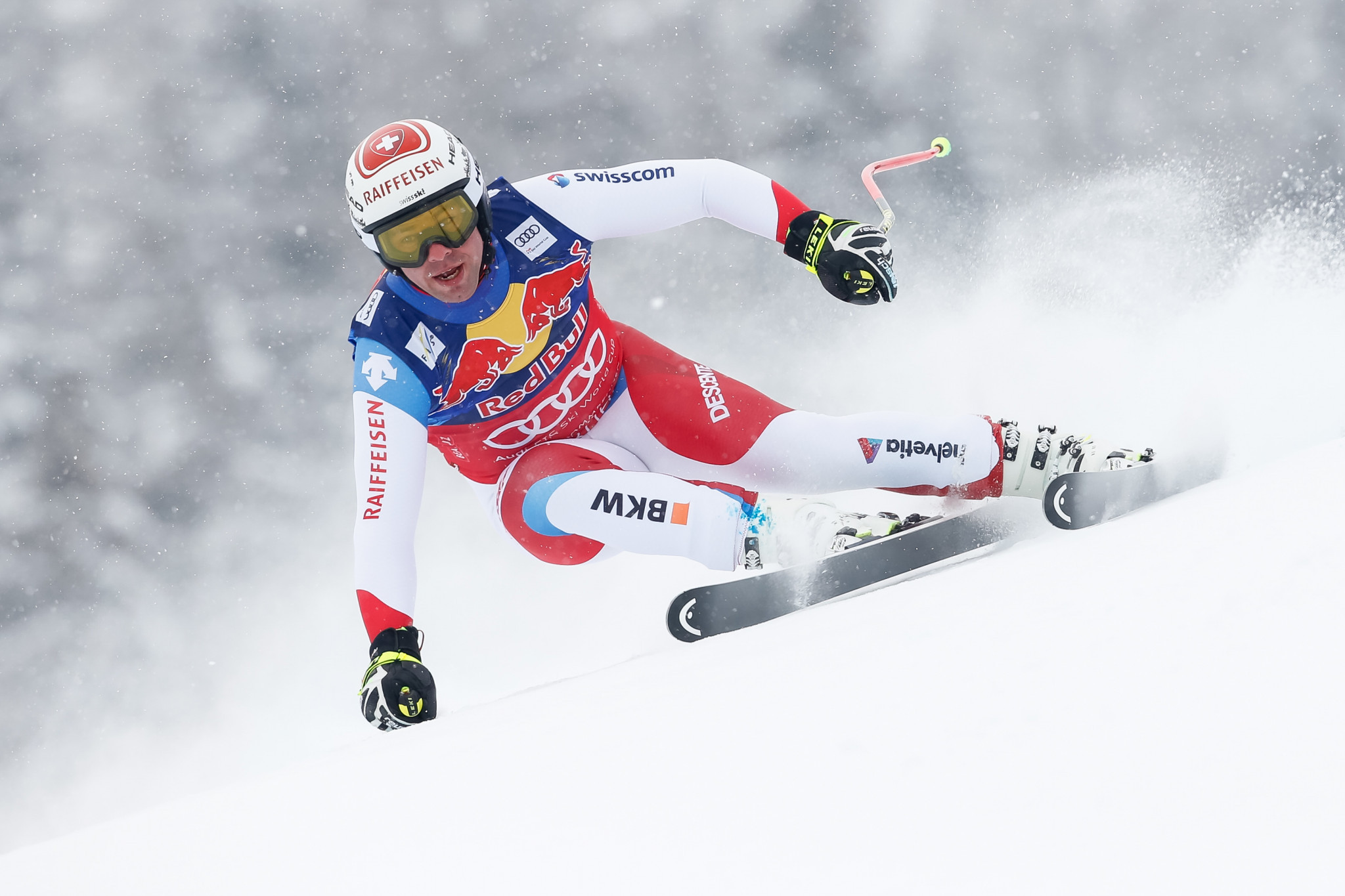 Switzerland's Beat Feuz, leader of the FIS Alpine Skiing World Cup standings in downhill, finished second today ©Getty Images