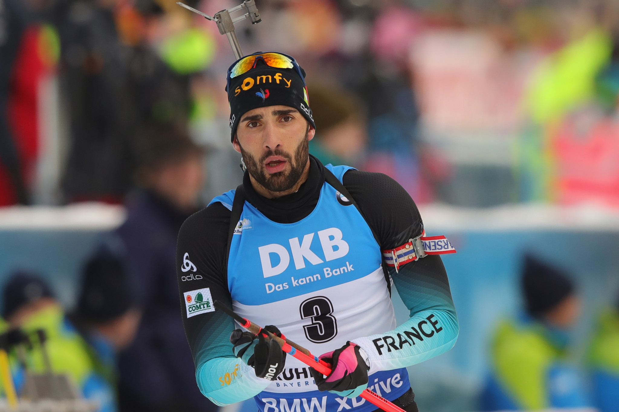 Martin Fourcade missed out on the podium but remains third in the overall World Cup standings ©Getty Images