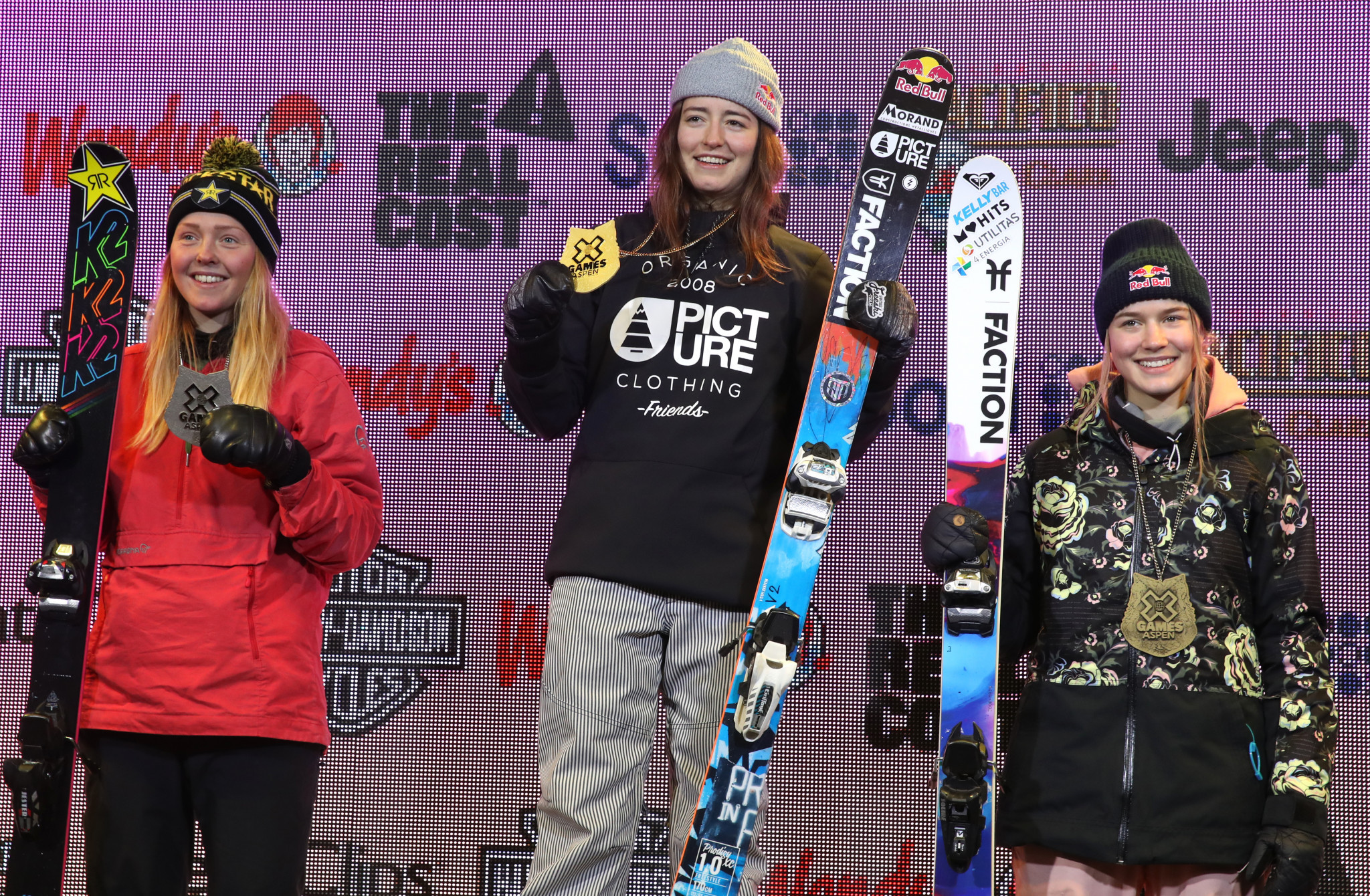 Switzerland's Mathilde Gremaud won the women's ski big air final at the Winter X Games, with Norway's Johanne Killi in second and Estonia's Kelly Sildaru third ©Getty Images