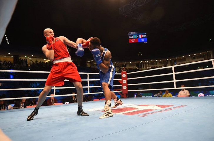 France's Tony Yoka (blue) rounded off the World Championships by claiming super heavyweight gold at the expense of Kazakhstan's Ivan Dychko (red) ©AIBA/Facebook