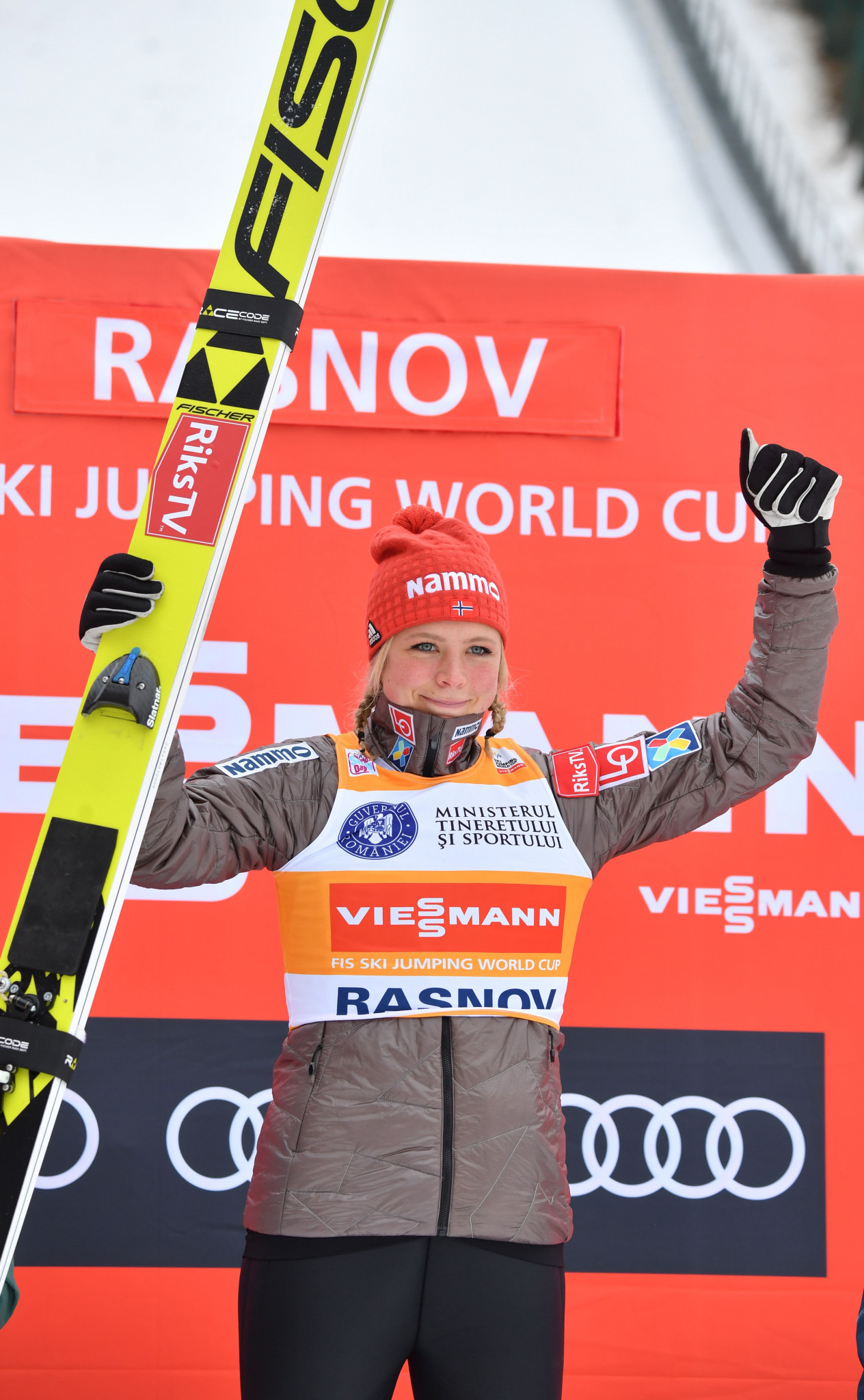 Maren Lundby won again in Rasnov to move top of the overall World Cup standings ©Getty Images