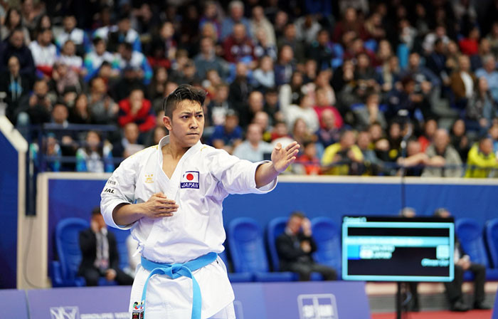 Ryo Kiyuna backed up his World Championship victory with gold in the men's kata in Paris ©WKF