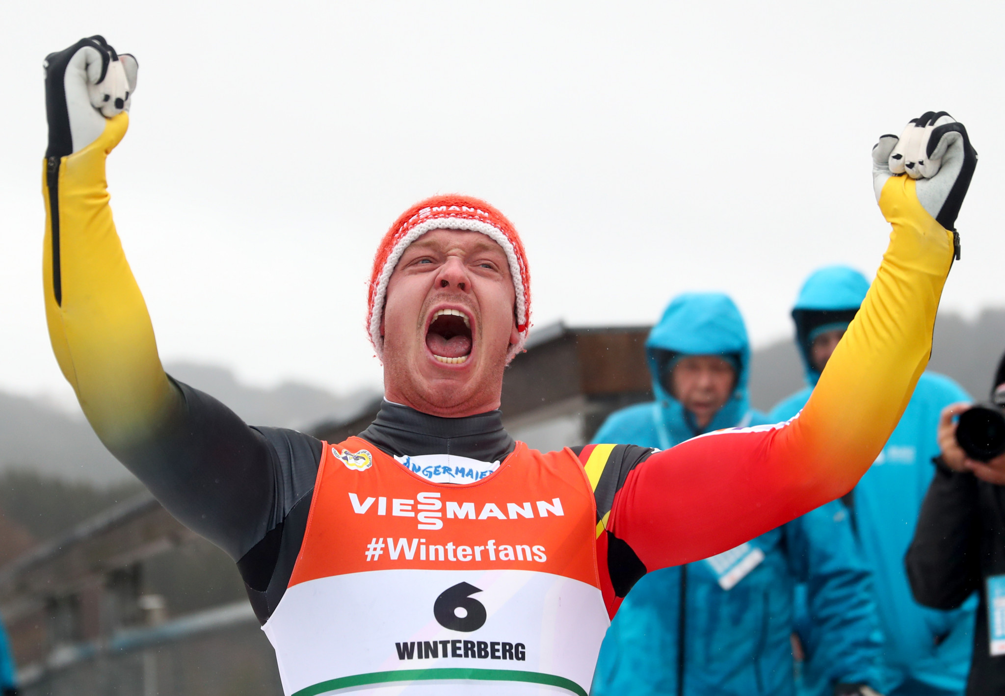 Germany's Felix Loch celebrates winning his sixth FIL World Championship title in Winterberg ©Getty Images