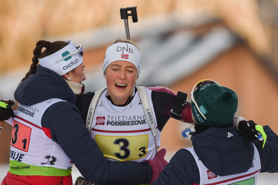 Norway triumphed in the women's 3x6km youth relay in the Slovakian resort ©IBU