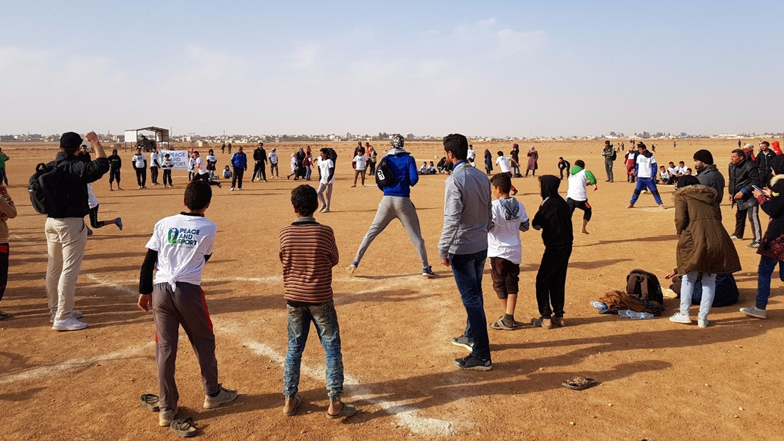 The World Baseball Softball Confederation has introduced the Baseball5 format to the Zaatari Refugee Camp in Jordan ©WBSC