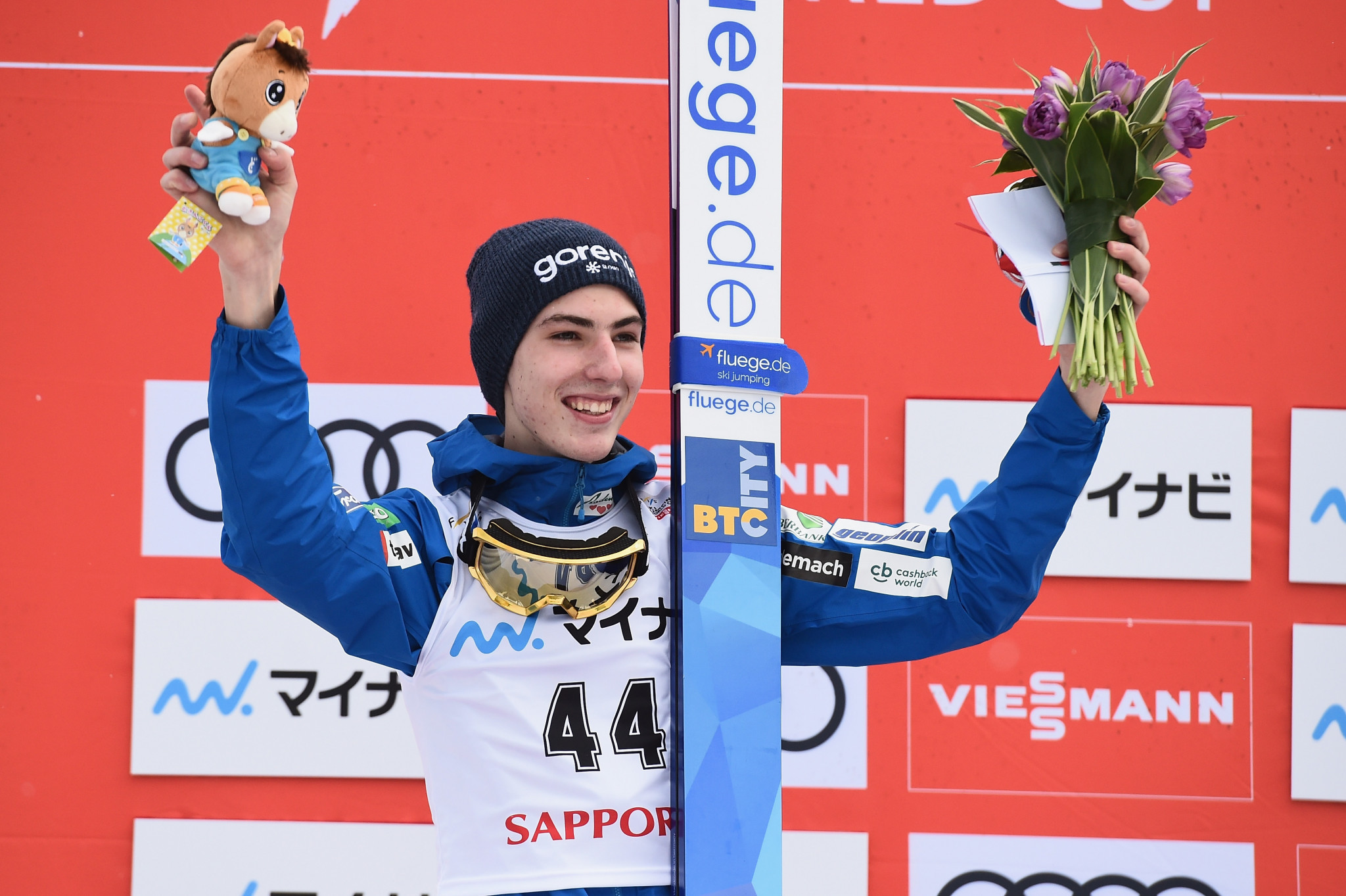 Timi Zajc finished well ahead of Ryoyu Kobayashi to win the FIS Ski Jumping World Cup in Oberstdorf today ©Getty Images