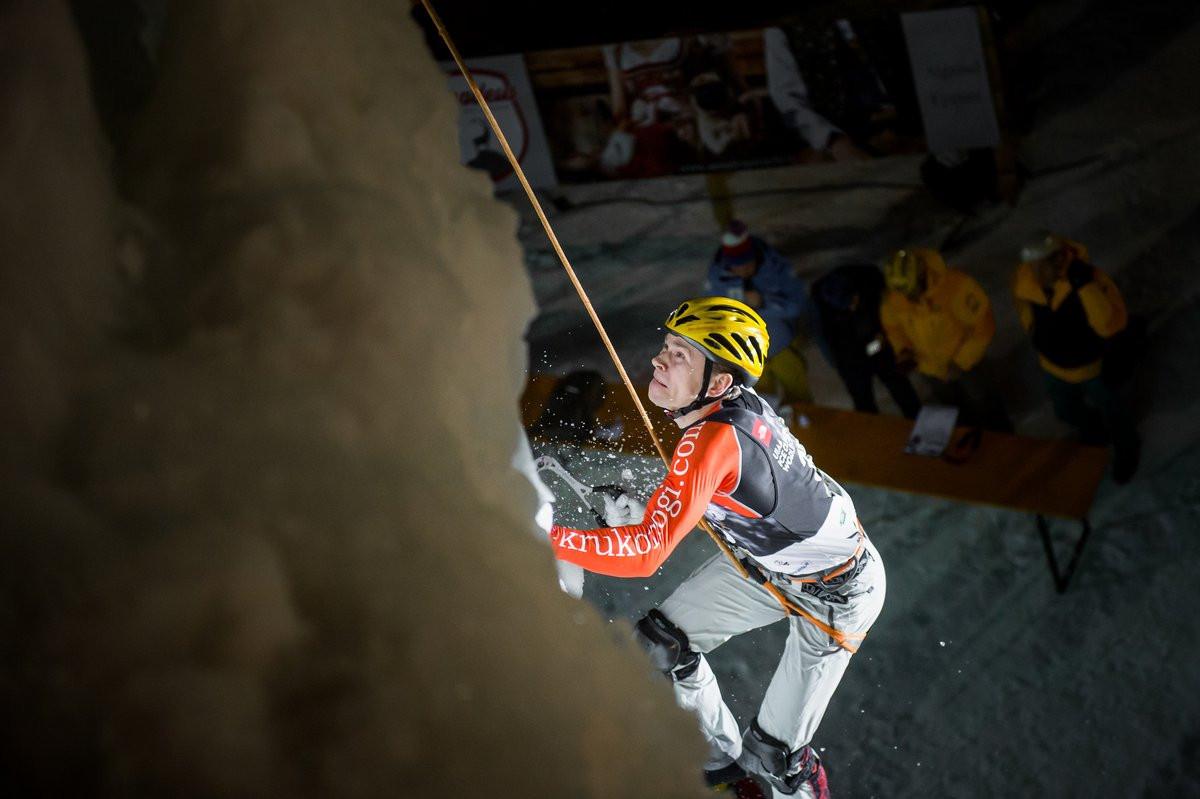 Russian climbers dominated the speed event at the UIAA Ice Climbing World Cup in Rabenstein ©Getty Images