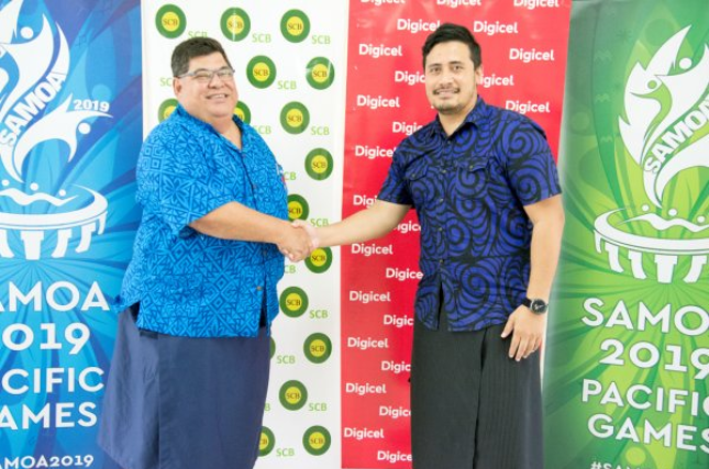 Pacific Games chief executive Falefata Hele Matatia and SASNOC president Fepuleai Patrick Fepuleai have signed an agreement between the two organisations ©Samoa Government Press Secretariat