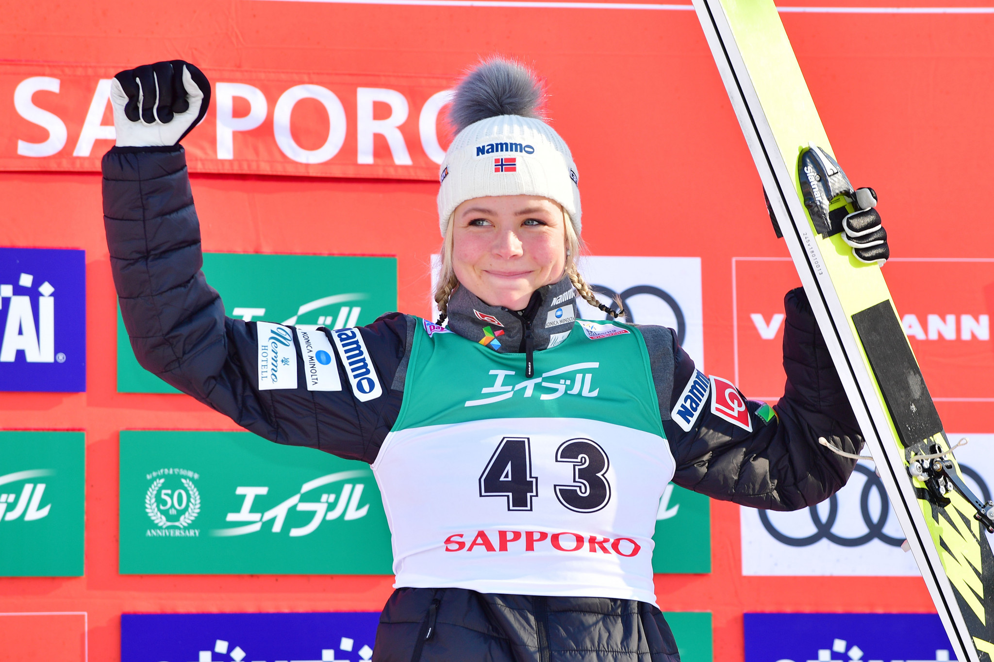 Maren Lundby extended her lead in the FIS Ski Jumping World Cup standings with a fifth successive win ©Getty Images