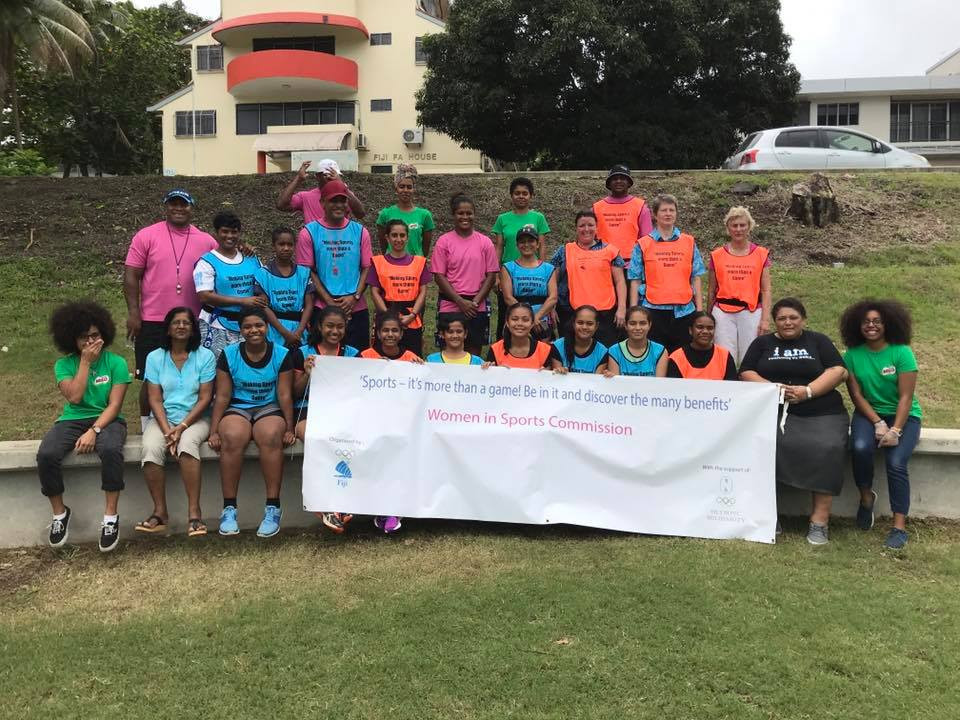 The FASANOC Women in Sports Commission held a rugby clinic for young girls in Fiji last year to encourage their participation in sport ©FASANOC