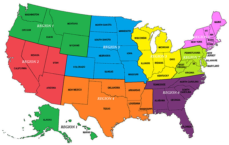 The United States has been divided into eight different regions ©USA Taekwondo