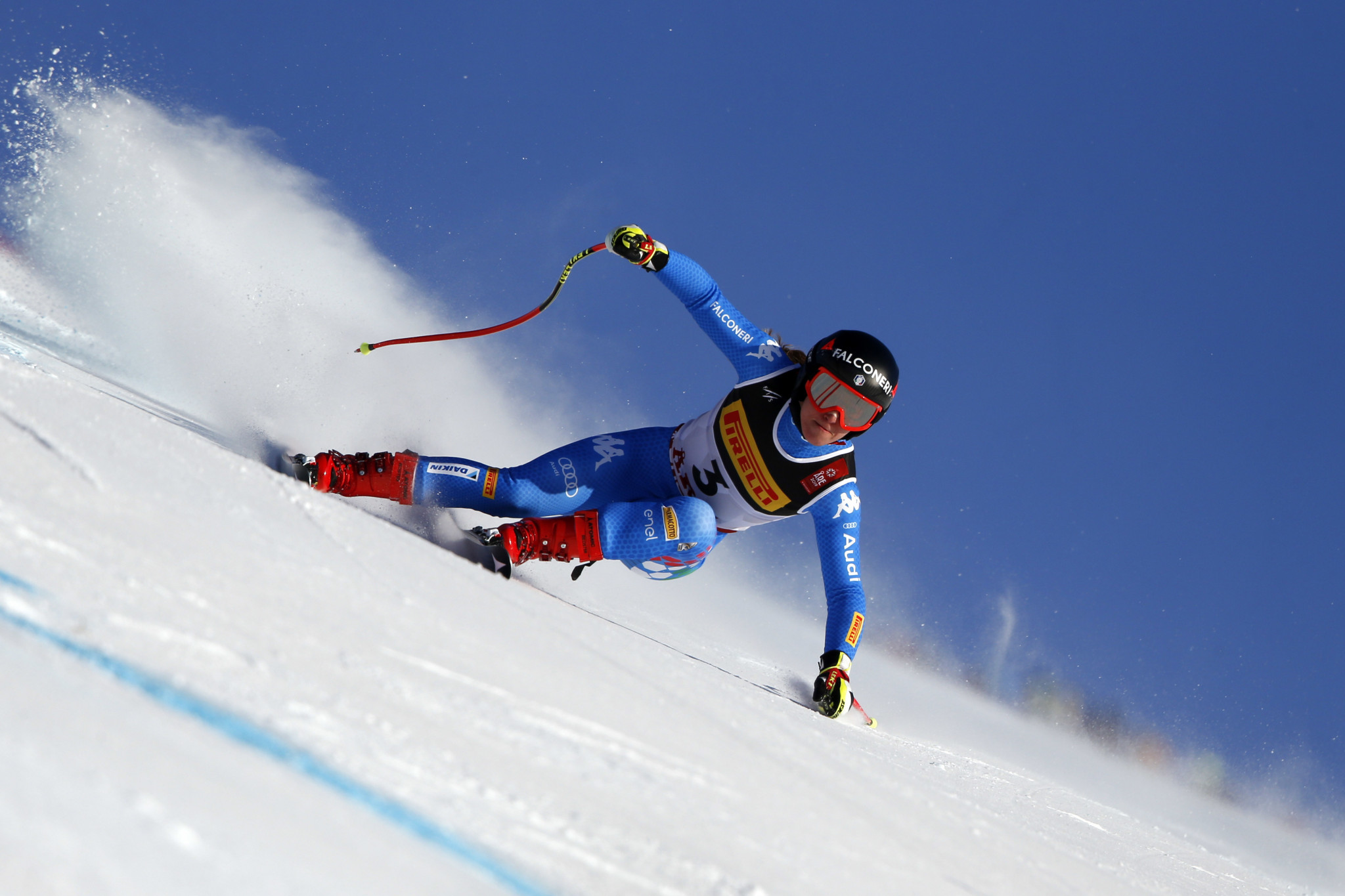 Out of 35 skiers Italy's Olympic downhill champion Sofia Goggia went third and set a time of 1min 4.91sec ©Getty Images