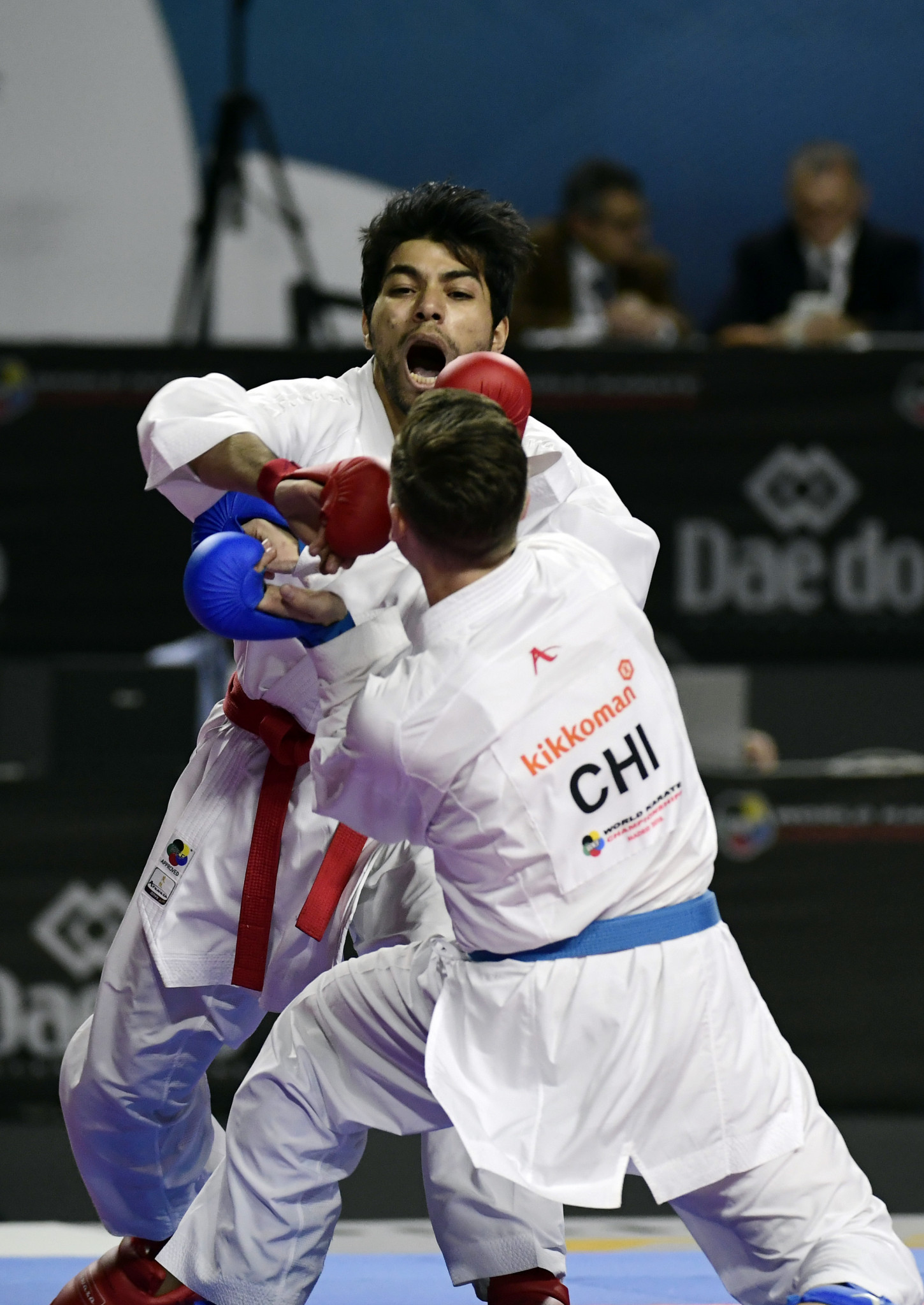 Karateka Abdel Rahman Almasatfa, pictured competing in last year's World Championships, is one of a number of Jordanian athletes who have excelled in martial arts competitions in the past year ©Getty Images  