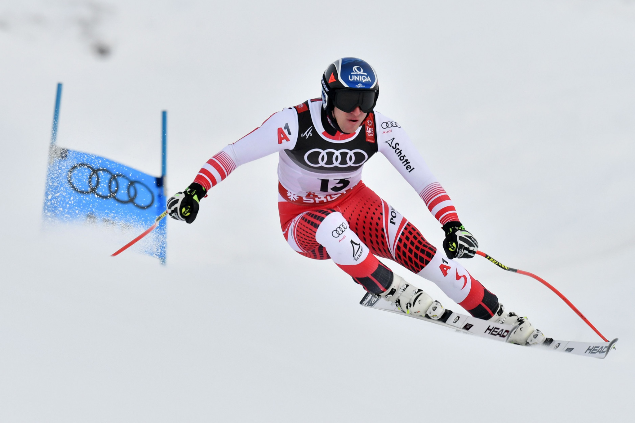 Olympic champion Matthias Mayer failed to finish after misjudging his line on a jump and missing a gate ©Getty Images