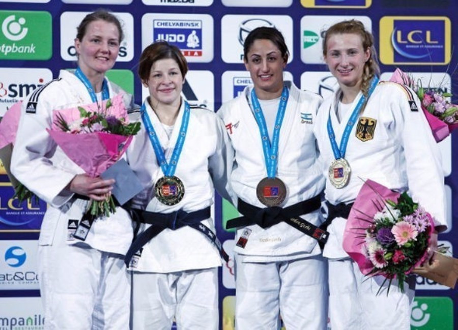 Slovenia’s Tina Trstenjak continued her excellent form by taking under 63kg gold in Paris