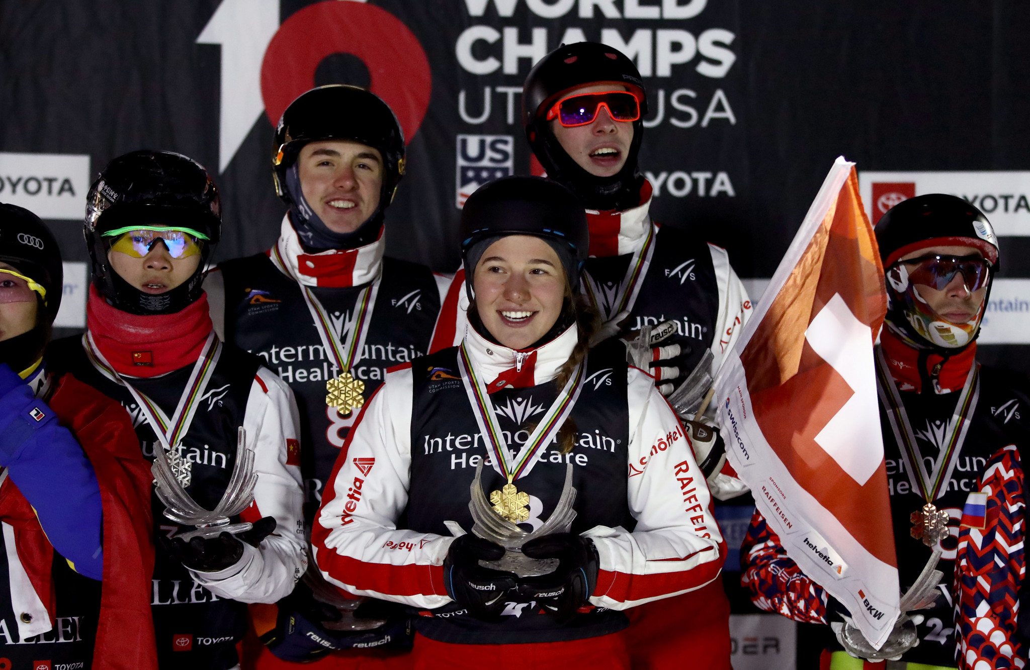 Switzerland claimed a shock victory in the inaugural mixed team aerials competition ©Getty Images