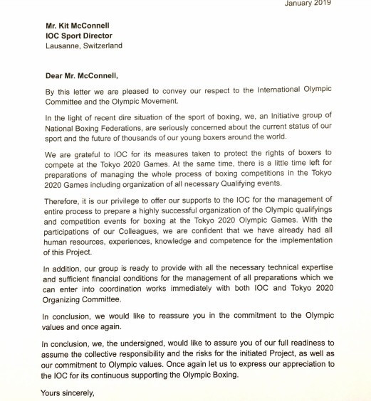 The letter was sent to IOC sports director Kit McConnell ©AIBA