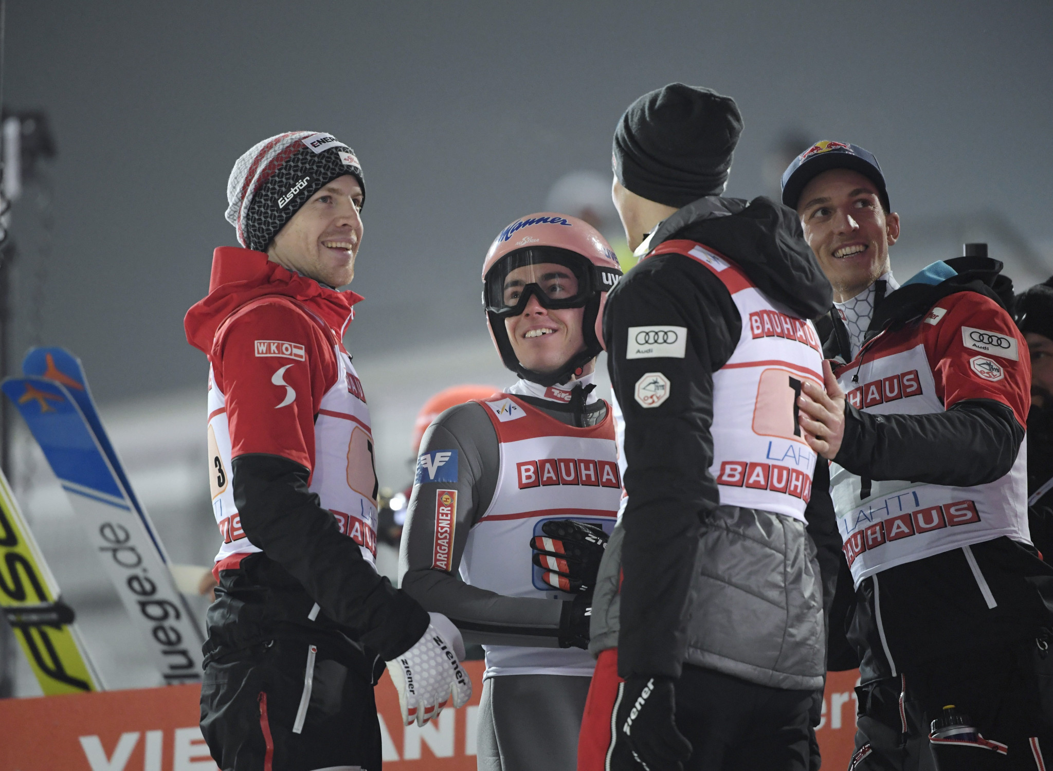 Austria celebrated victory in the men's team competition in Lahti ©Getty Images