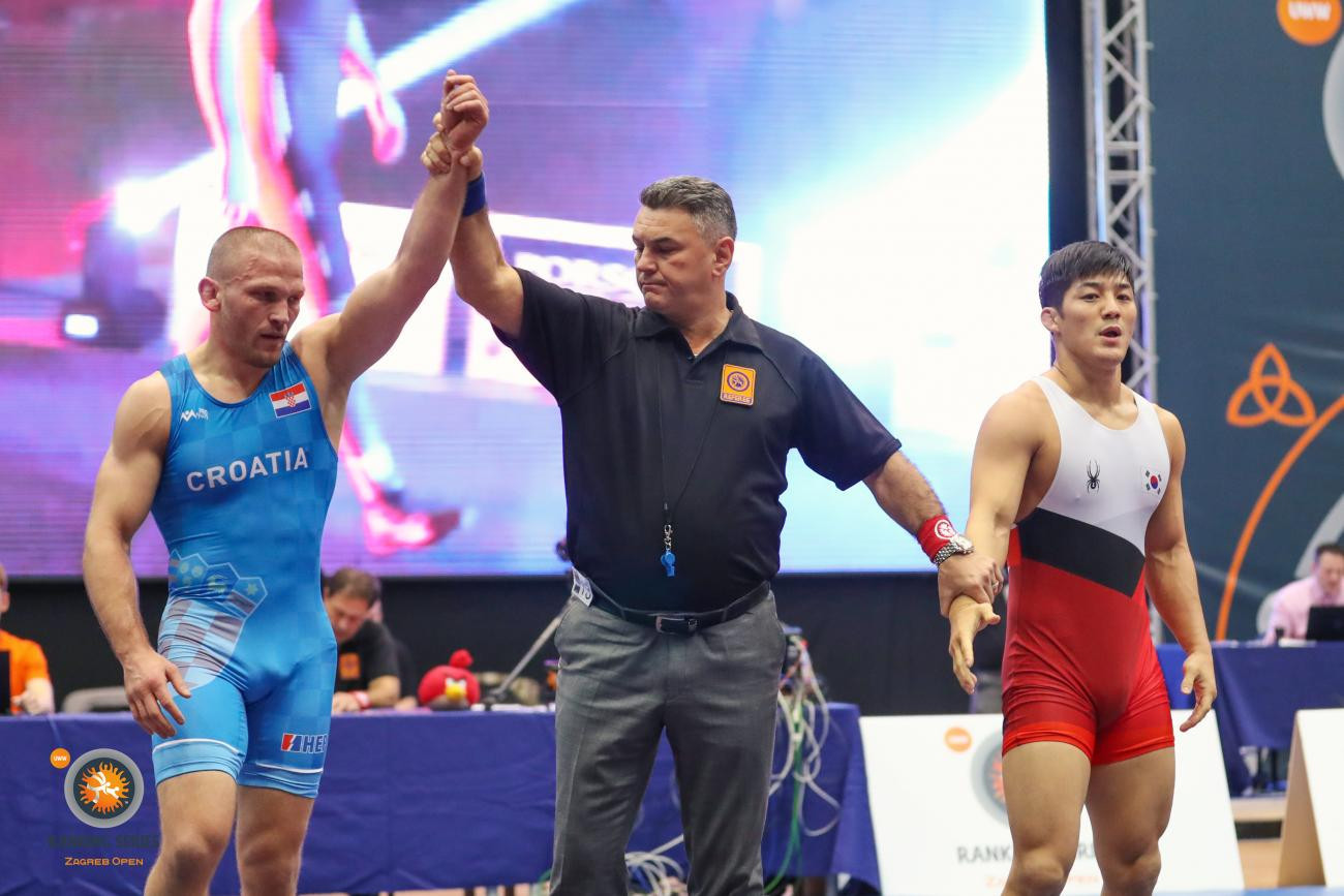 Hometown favourite Bozo Starcevic stunned London 2012 Olympic gold medallist Kim Hyeonwoo on his way to booking his place in the finals at the UWW Zagreb Open for the fifth consecutive year ©UWW