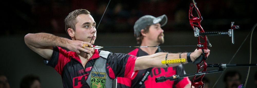 Steve Wijler of The Netherlands fought back to beat American Brady Ellison in a shoot-off for the men's recurve title at the Indoor Archery World Series final in Las Vegas ©World Archery