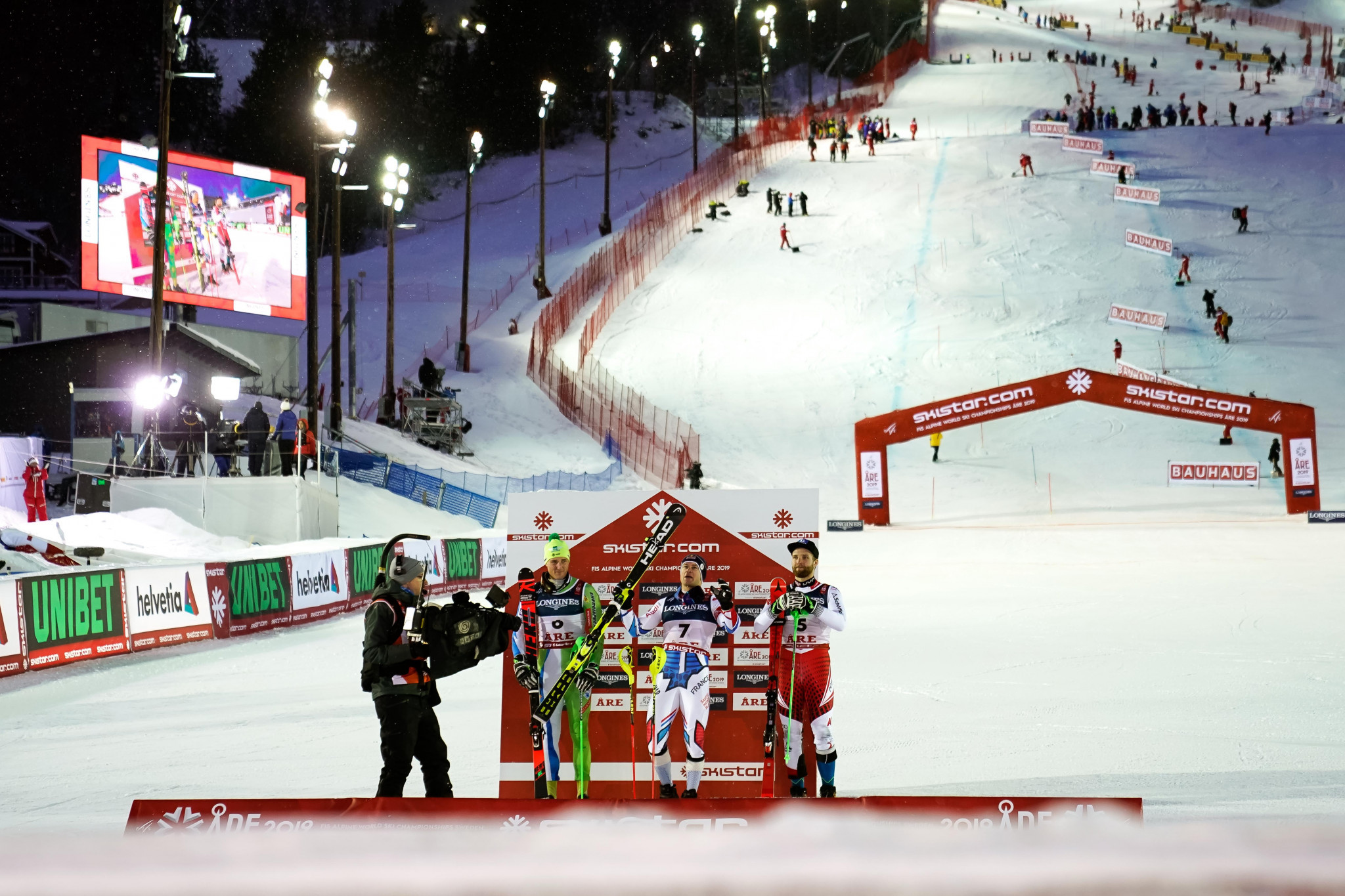 A ceremony took place at the bottom of the competition slope ©Getty Images
