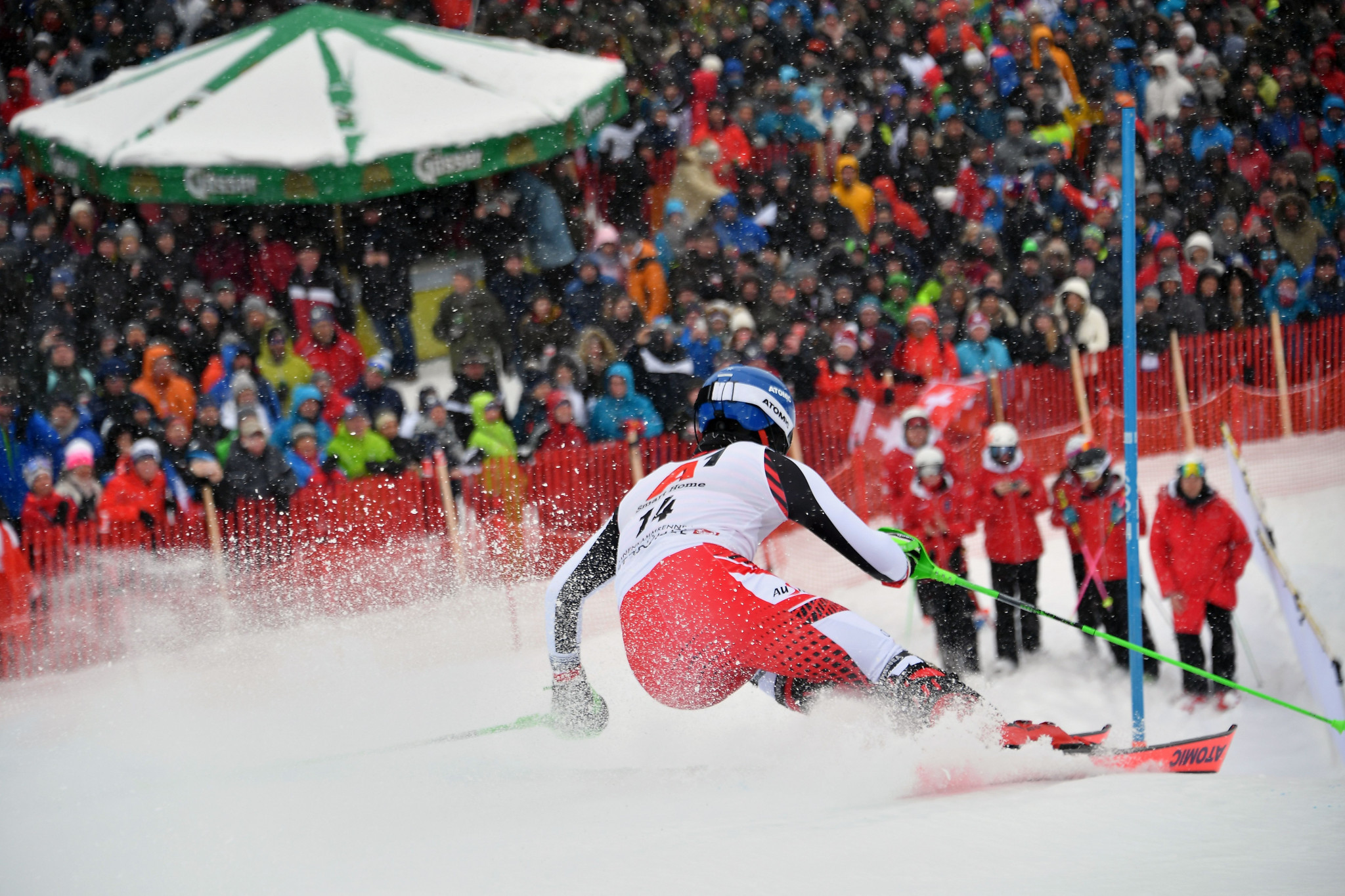 Austria's Marco Schwarz proved a strong slalom skier to round off the medal positions ©Getty Images
