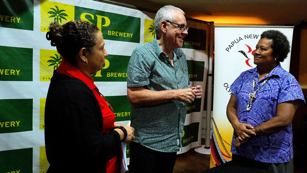 PNGOC secretary general and International Olympic Committee member Auvita Rapilla attended the signing ceremony alongside SP Brewery managing director Stan Joyce ©PNGOC