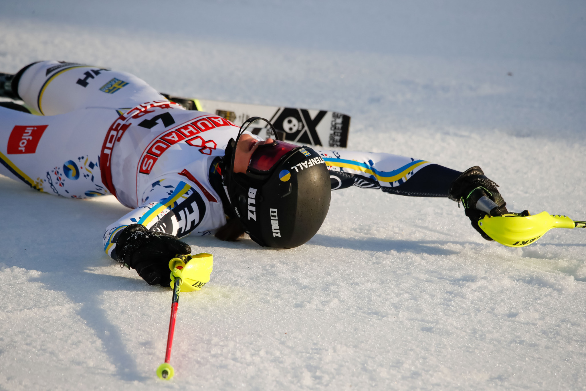 The Swedish skier was able to celebrate a silver medal ©Getty Images