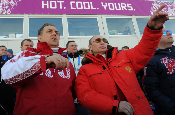 Then Russian Sports Minister Vitaly Mutko, left, and Russian President Vladimir Putin attend Sochi 2014 together ©Getty Images  