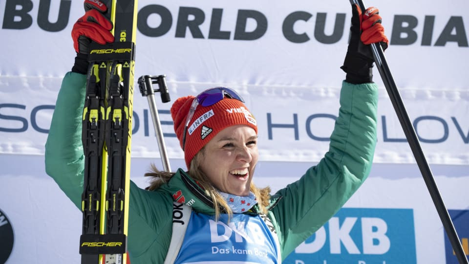 Denise Hermann won the women's pursuit in Salt Lake City today to claim her third IBU World Cup victory ©IBU