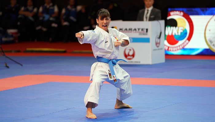 Sandra Sanchez won the women's kata title in Dubai ©WKF