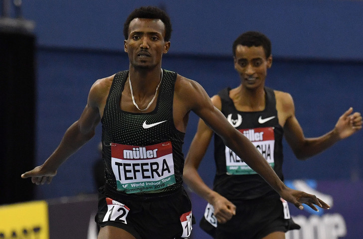 Ethiopia's Samuel Tefera breaks the world indoor 1500 metres record in Birmingham - without any undue fuss... ©Getty Images  