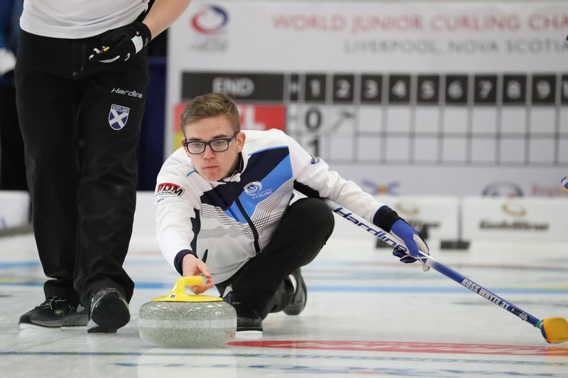 Scotland maintained their unbeaten start to the men's tournament at the World Junior Curling Championships in Liverpool ©WCF
