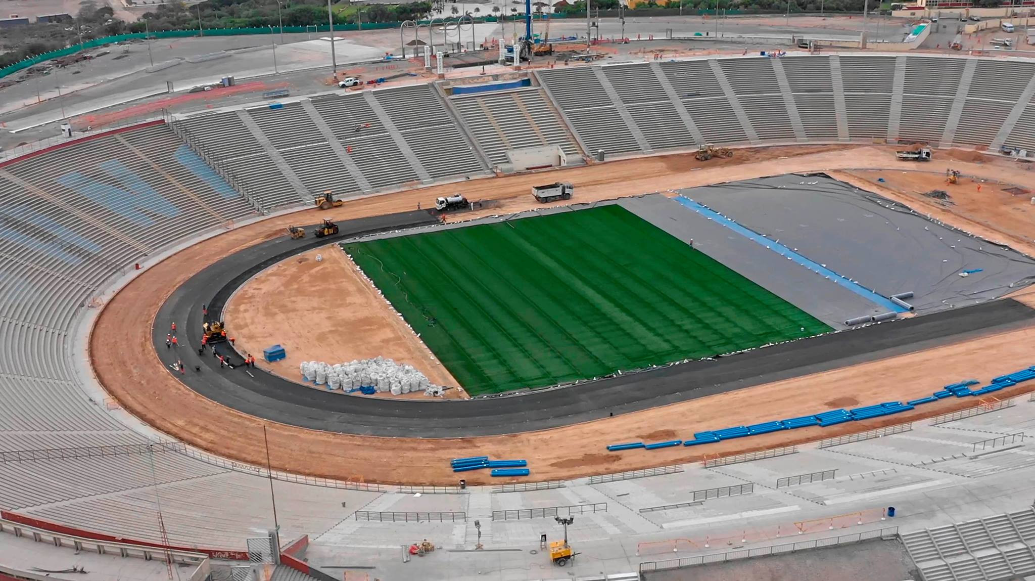 Several venues including the main stadium for the Pan American and Parapan America Games in remain under construction, though they are due to be completed next month ©Lima 2019