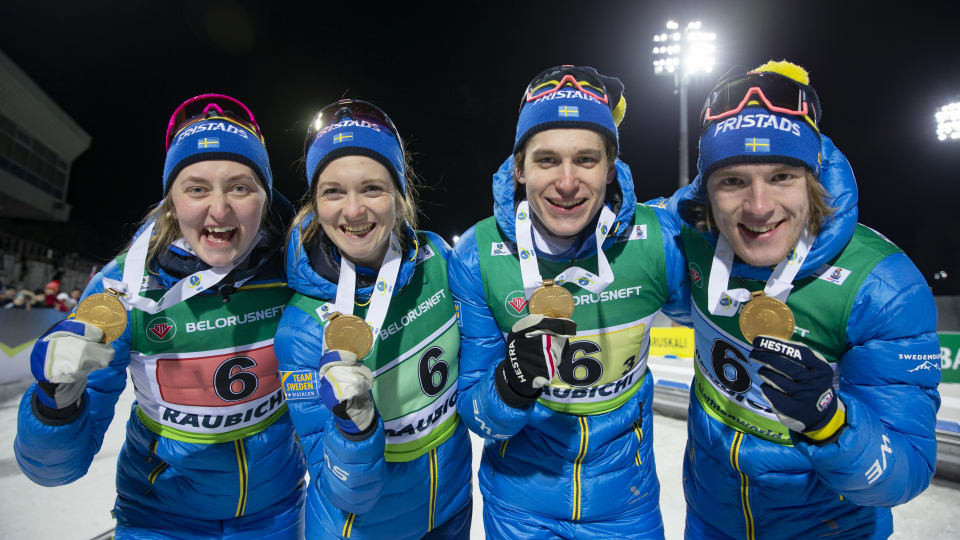 Olympic silver medallist Sebastian Samuelsson spearheaded Sweden to the mixed relay gold medal at the IBU Open European Championships ©IBU